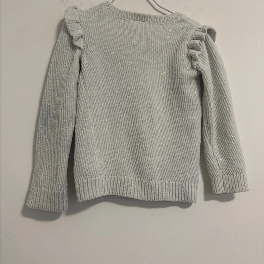 OshKosh B'gosh Light White and Gray Sparkle Ruffle Sweater